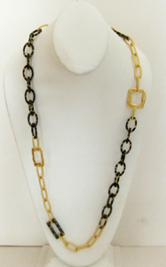 Handcast Gold and Tortoise Shell Chain Necklace