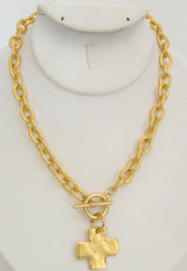 Handcast Gold Toggle Cross Necklace