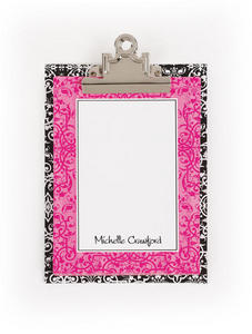 Black & White Filigree Clipboard with personalized paper