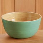 Shallow Medium Lacquered Bamboo Bowl in Ice Blue