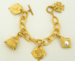 Handcast Gold Cross Charm Bracelet